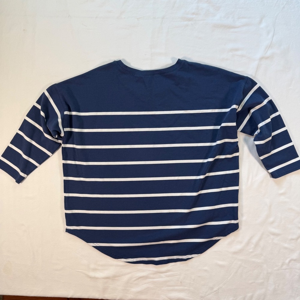 Vineyard Vines Navy Striped Boxy Top XS Quarter Sleeve Cotton Summer Nautical - Picture 8 of 8